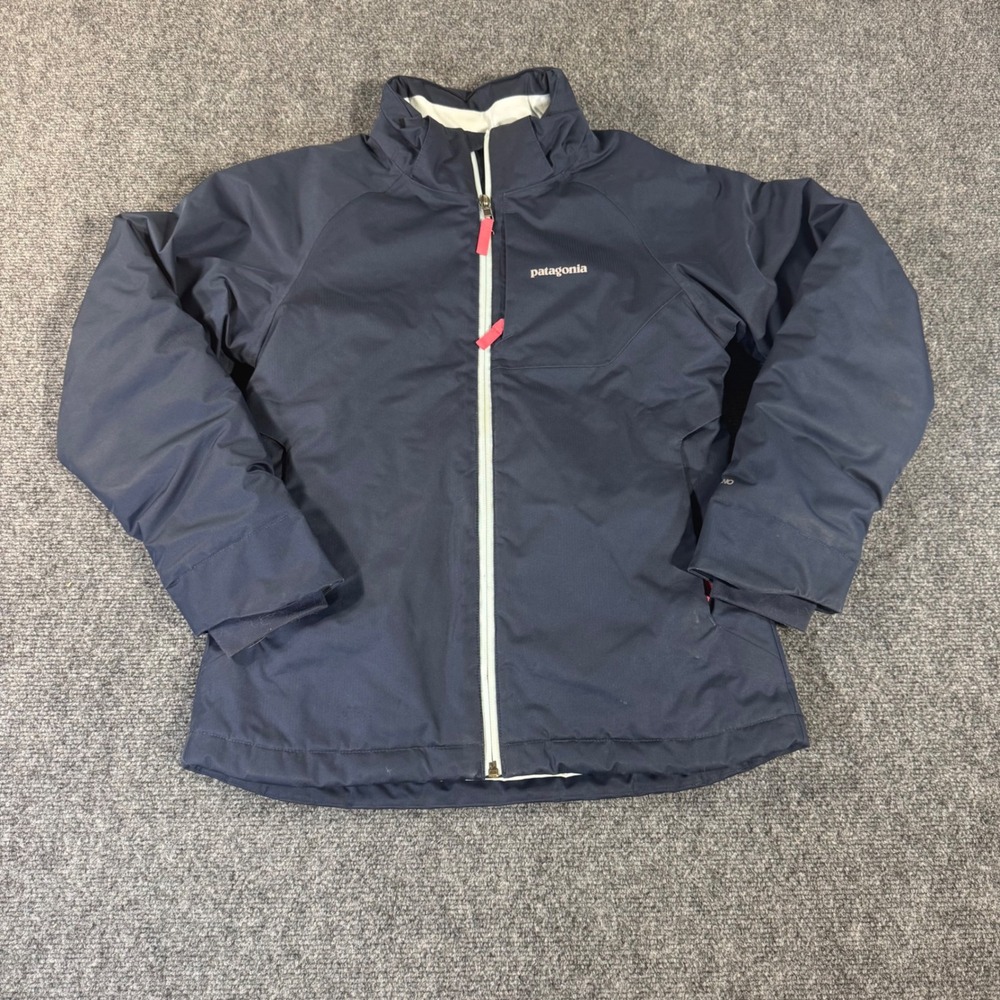 Patagonia H2No Insulated Jacket Navy Blue Girls Large 12 Waterproof Full Zip‎
